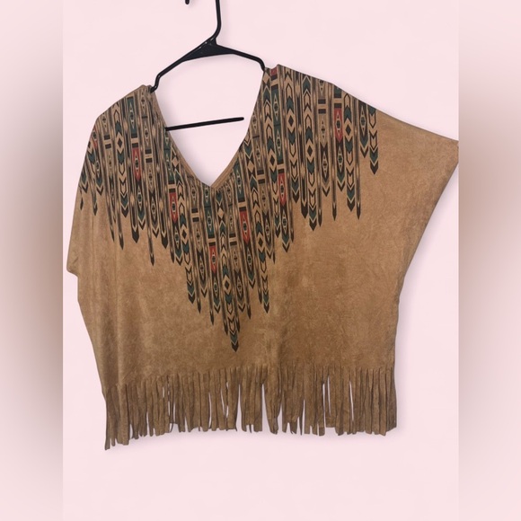 Rue21 Fringe Boho Aztec Print Top Poncho Style - Picture 5 of 8